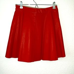 Olivacaeous Faux Leather Pleated Skirt
